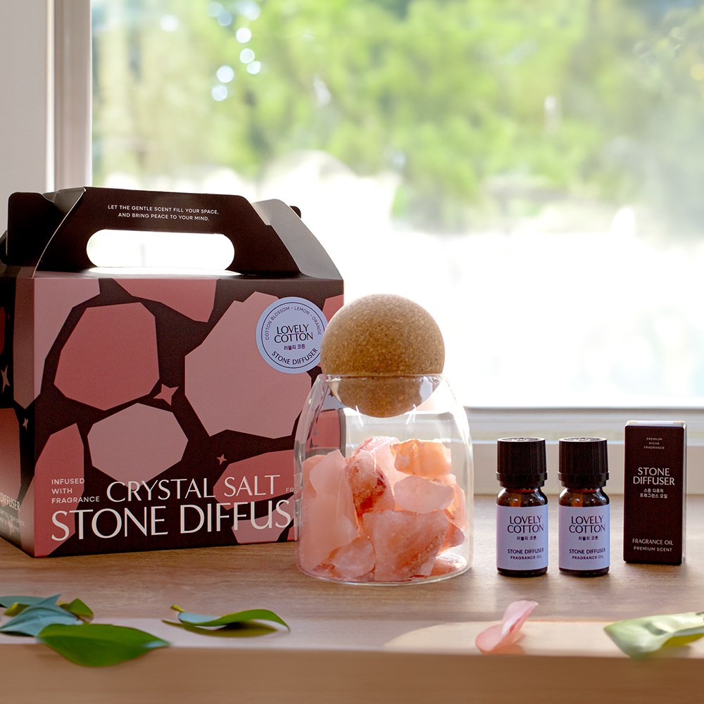스톤 디퓨저 오브제 방향제 기프트 세트 히말라야 핑크 솔트 크리스탈 스톤, 1개, 20ml, 미드나잇밤쉘 23,000원
