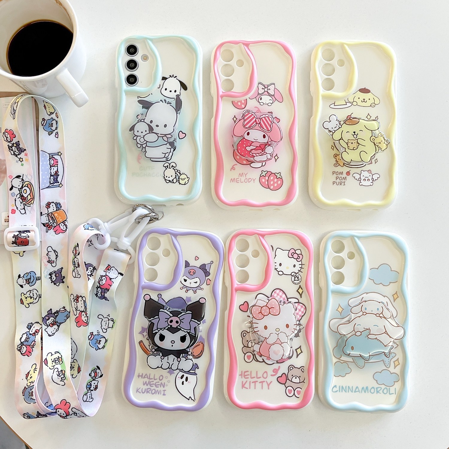 갤럭시 목걸이줄 귀여운 캐릭터 그립톡 홀더 케이스 웨이브 물결 D276 12,600원