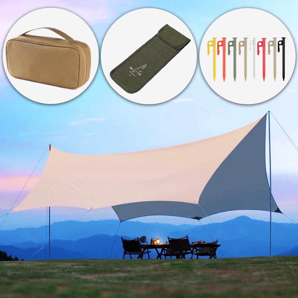 씽크라이프 210D 옥스포드 원단  실버코팅 대형 캠핑 타프 세트 54,900원