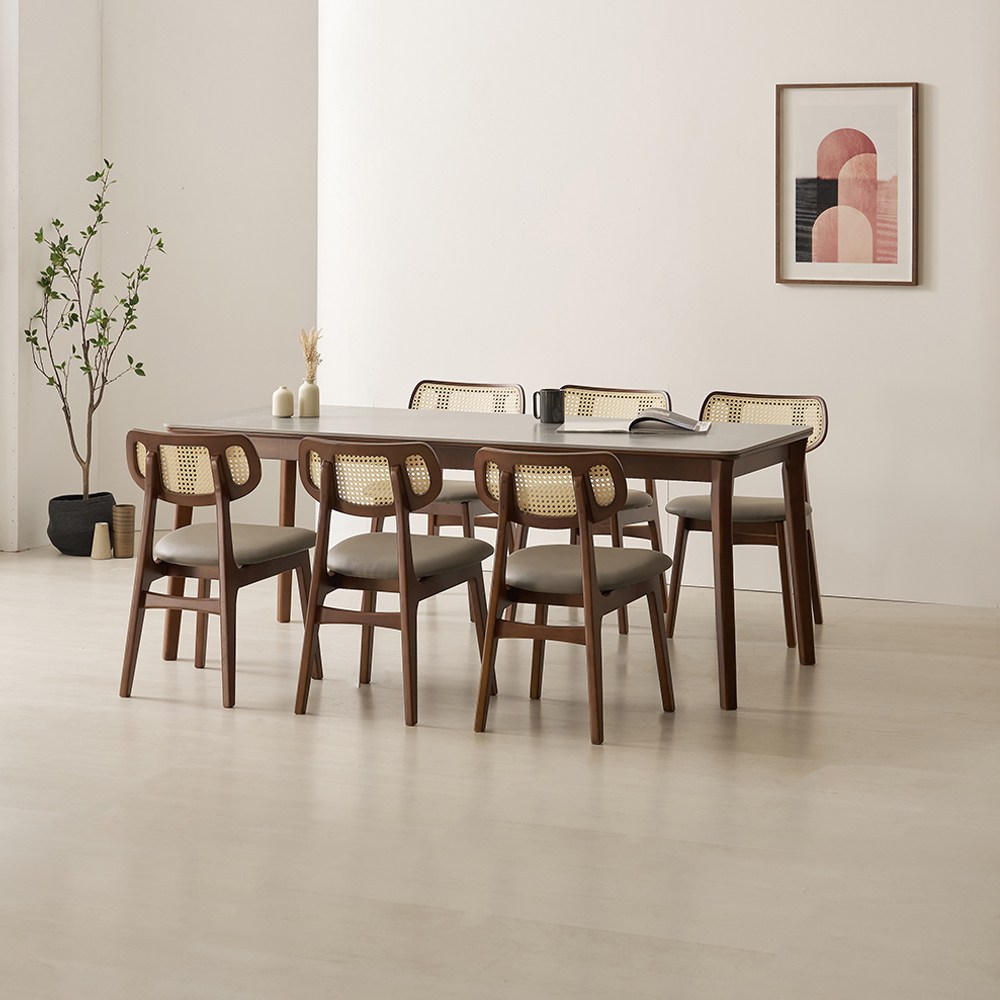 라로퍼니처 발리 1900 포세린 통 세라믹 6인 라탄 식탁 세트 571,000원