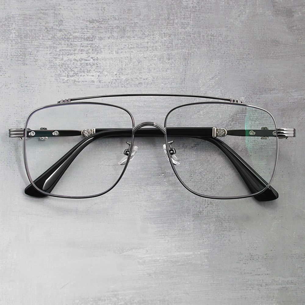 하루홀릭 레트로 빈티지 오버사이즈 투브릿지 메탈 블루라이트 차단 보잉안경테 37,700원