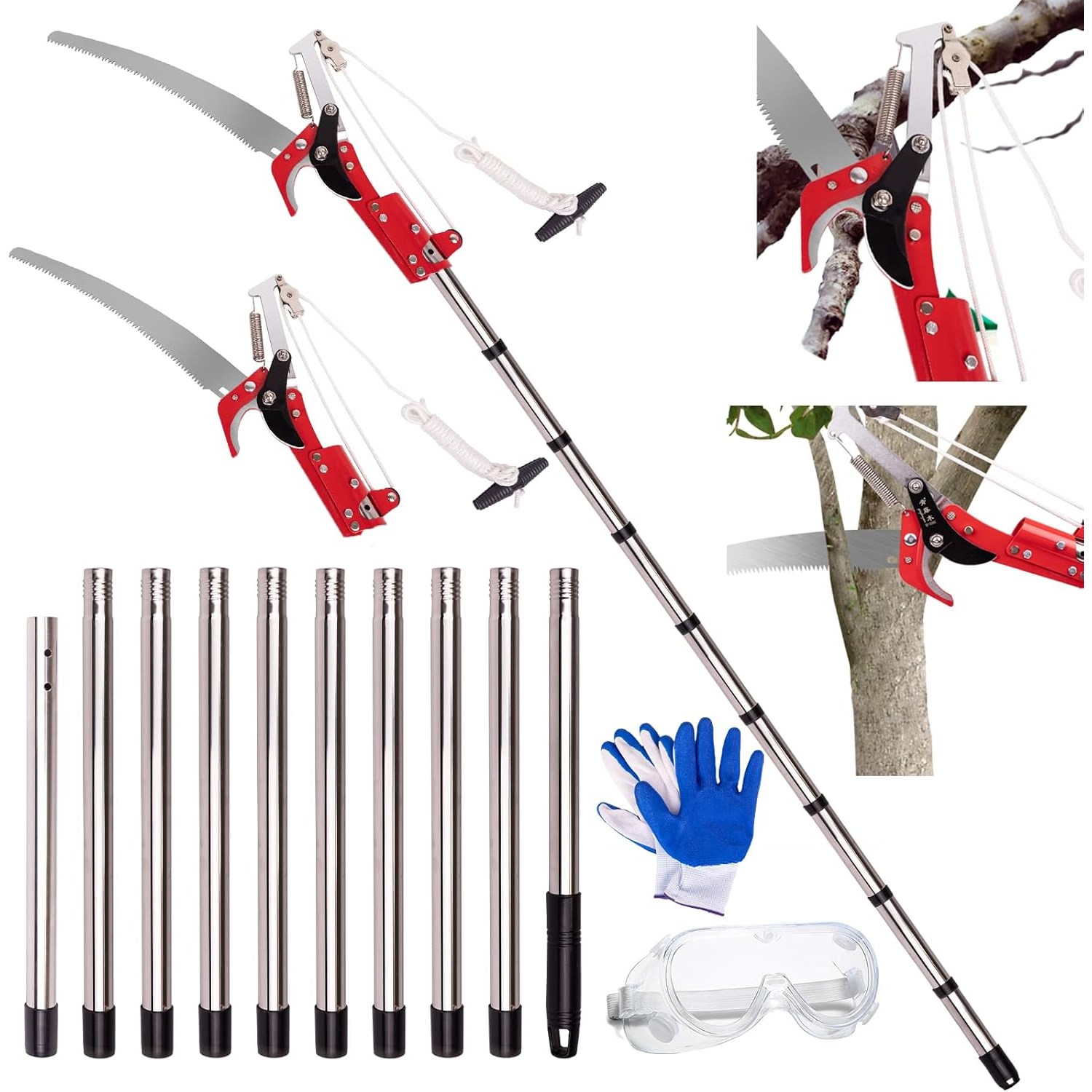 고지가위 고지톱 전지가위 10단 조립식 장대 톱 나무 가지치기 전지톱 원예용 전정 가위 과수원 정원 절단기 강력 파워 다용도, 1개 59,000원