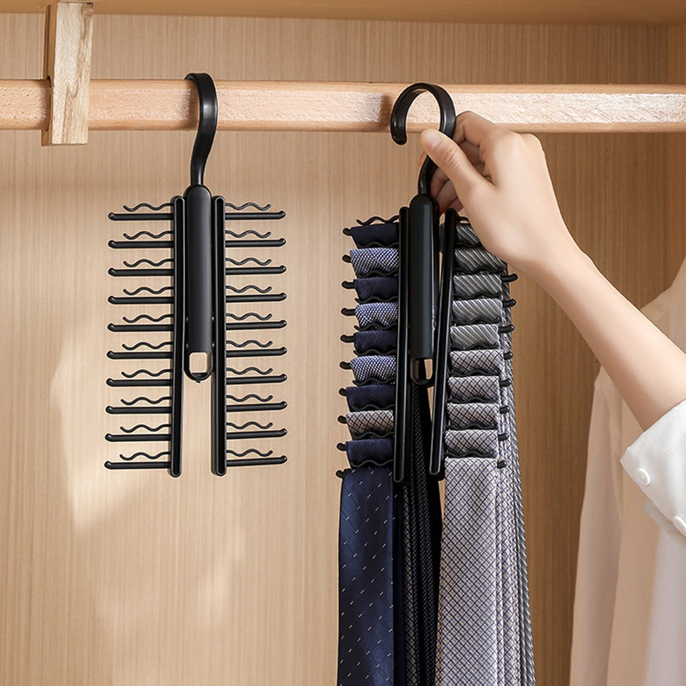 20구 접이식 옷걸이형 넥타이 걸이 블랙 머플러 벨트 행거 옷장 정리대 E083, 블랙, 1개 3,940원