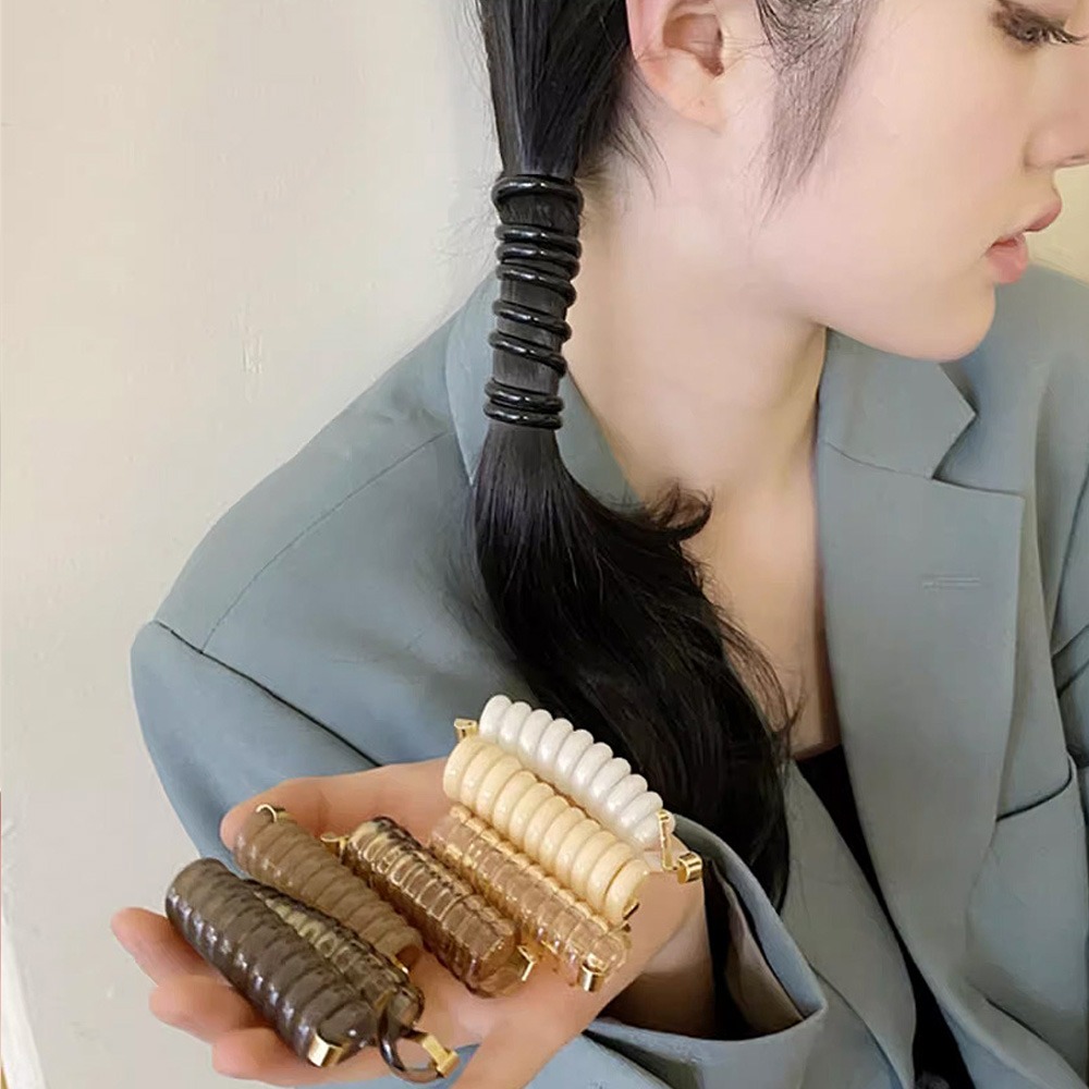 2P 포니테일 전화선 헤어끈 스프링 머리끈 자국없는 헤어 고무줄 5,900원