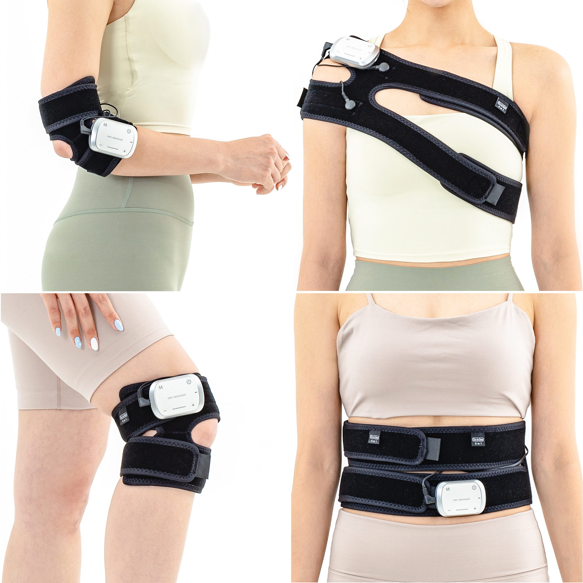 약손드림 6 in 1 멀티 EMS 저주파 관절 안마 마사지기 (FREE 사이즈, 고신축 원단) (기본세트, 멀티세트, 풀세트 3종류) 149,000원