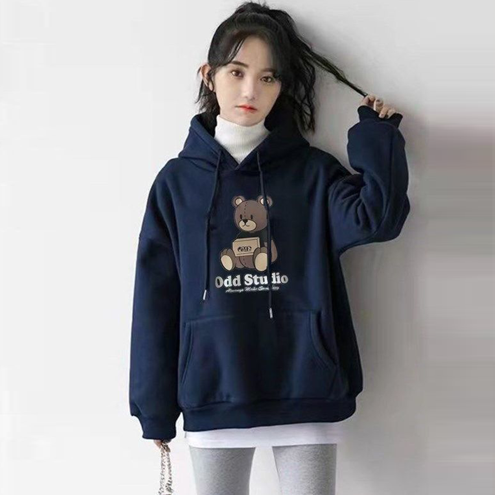 TKX 여성 후드 티셔츠 캐주얼 봄 가을 코튼 귀여운 곰돌이 프린트 후드 스웨트셔츠  KZ95 20,760원