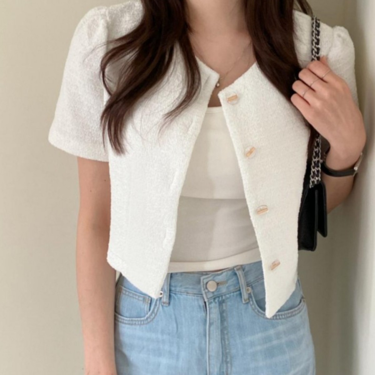 여성 정장 여름 반팔 크롭 데일리 트위드 자켓 84,270원