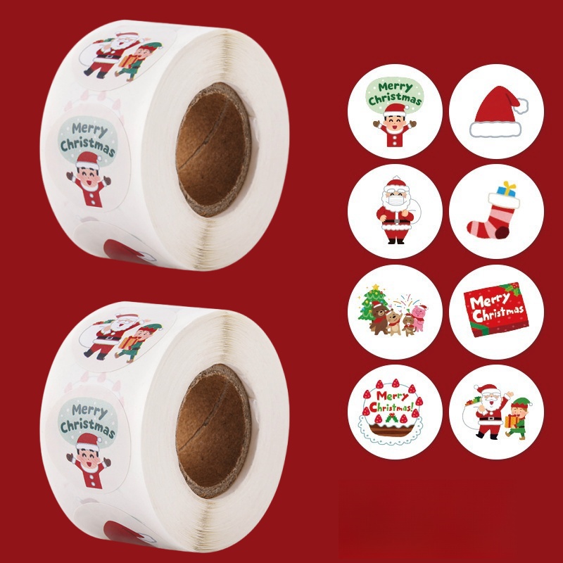노바루 크리스마스 원형 포장 스티커 롤 500매, 2개, CM04 10,300원