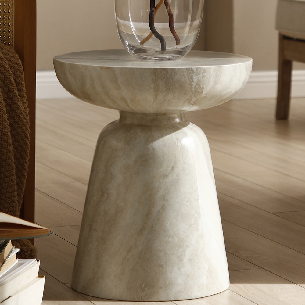 하조이 대리석 무늬 사이드 테이블 유리강 소재 170,000원