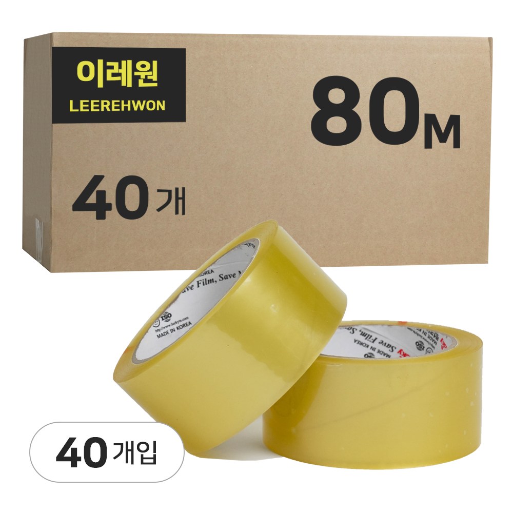 이레원 투명 박스테이프 48mm x 80m 포장용 OPP 39,900원