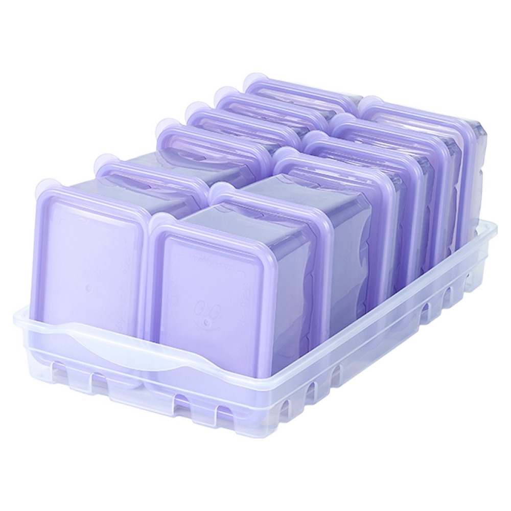 땡스소윤 냉동실 전용 국 밥 보관 밀폐용기 12p + 트레이 세트 쿨라벤더, 1세트, 트레이 + 밀폐용기 8호 600ml x 4p + 9호 300ml x 8p 64,040원