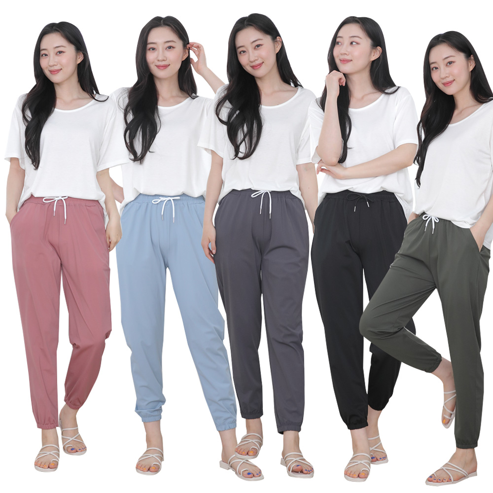 쿨 냉감 조거 바지 밴딩 아이스 스판 여름 가볍고 편안한 신축성 여름용 여자 트레이닝팬츠 조거팬츠 9부바지 쿨바지 냉감팬츠 7,990원