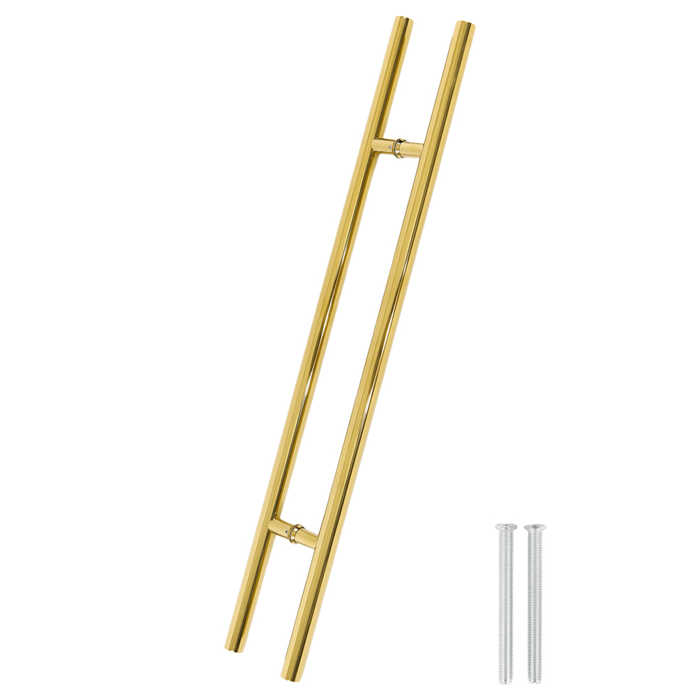 철물이네 강화도어 손잡이 1000x600mm 스텐 원형 H자 유리문, 골드 유광(홀간격 600mm) 58,000원