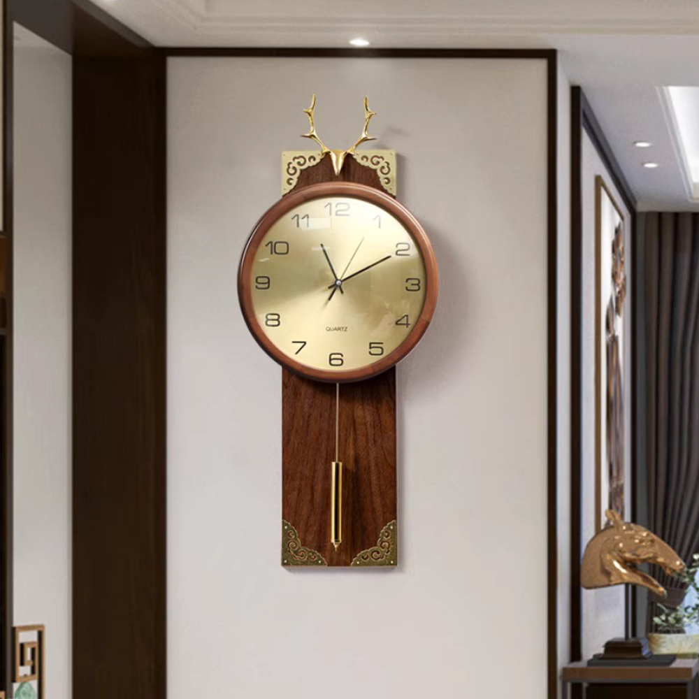 자칠 원목 벽걸이 거실 시계 가정용 고급스러운 감각의 쿼츠 시계, 푸루룩 161,500원