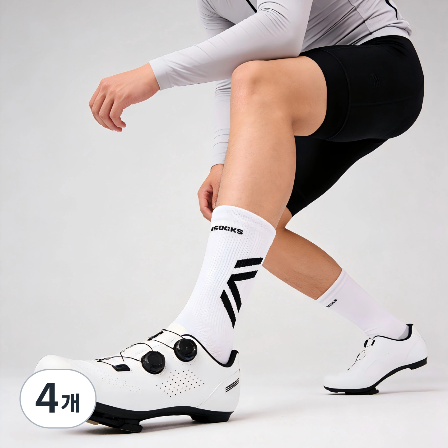 TITISOCKS 전문 로드 자전거 자전거 양말 자전거 운동 양말 압축 부드럽다 고탄력 악취 방지 통기성 빠르게 건조 중통 운동 사계절 양말, 4개, 하양색 53,000원