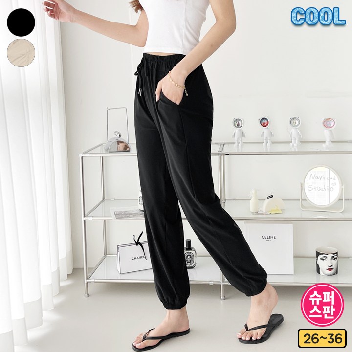 가비진 여성용 여름 아이스 쿨 쫀쫀 스판 밴딩 조거 쿨팬츠 빅사이즈까지 너무 시원해! 14,900원