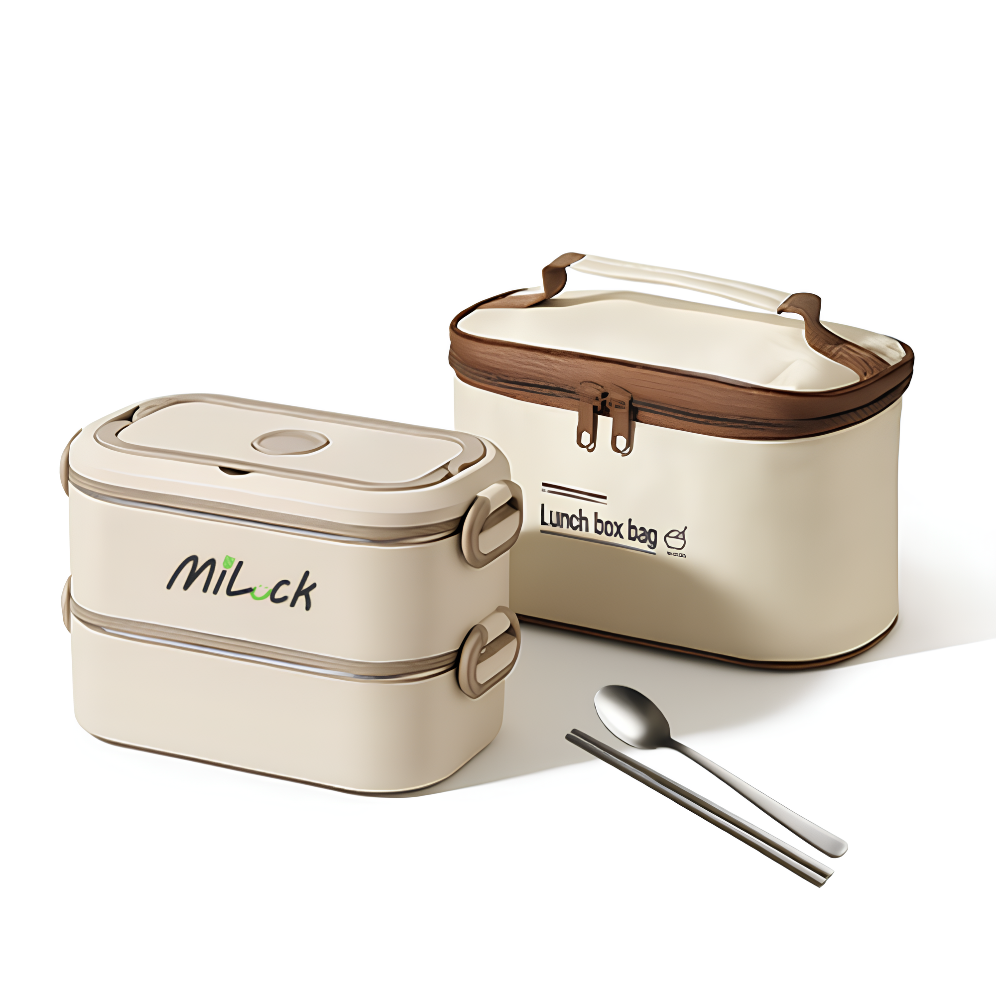 MiLock 스테인리스 보온보냉 전자레인지 2단 도시락통, 1개, 베이지 45,000원