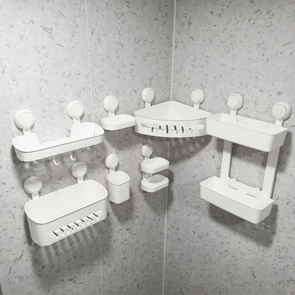 심플한 화이트 고퀄리티 강력 흡착식 욕실 선반 용품 9,510원