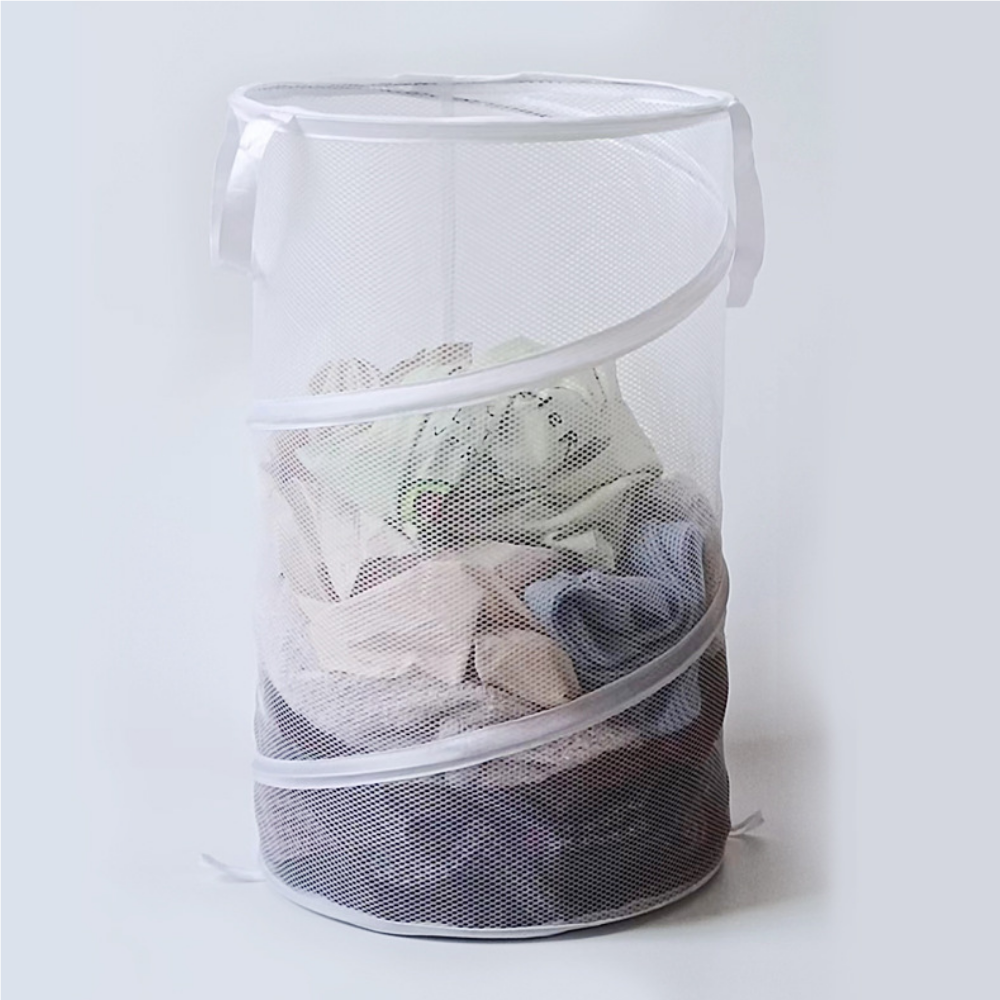 맘띵마켓 대용량 메쉬 세탁물 보관함 접이식 빨래통 빨래바구니, 화이트1개 7,650원