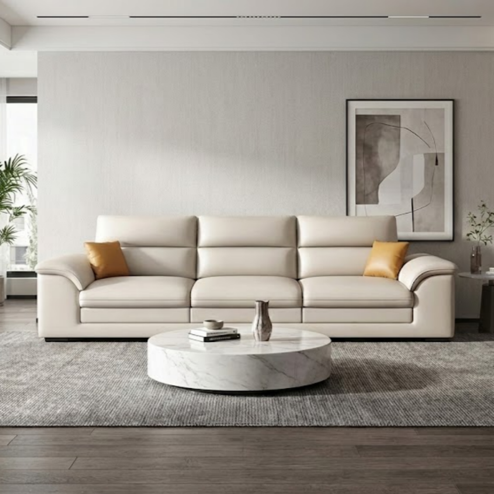 엘티제이 프리미엄 모던 가죽 소파 D2323, 아이보리 499,000원