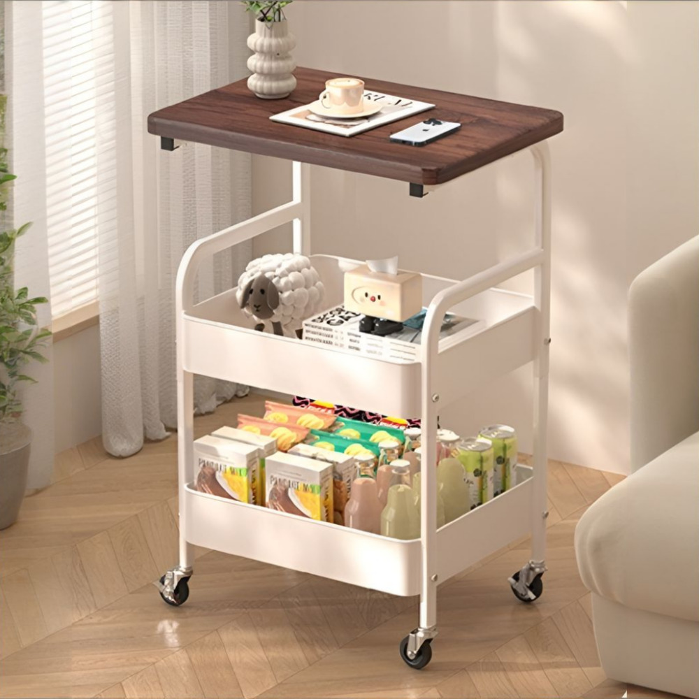 하루포유 수납 선반 다용도 이동식 트롤리, 화이트우드 31,400원