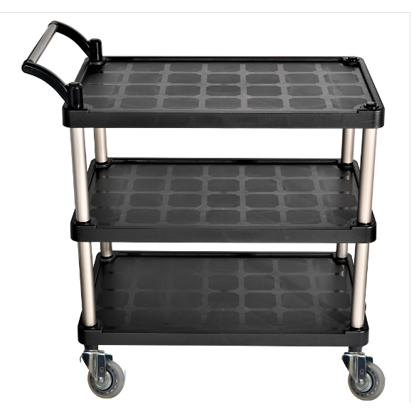 유한캐스터 서빙카트 3단 대 식당카트 가정용 업소용서빙카트, 블랙 (무소음바퀴), 1개 97,000원