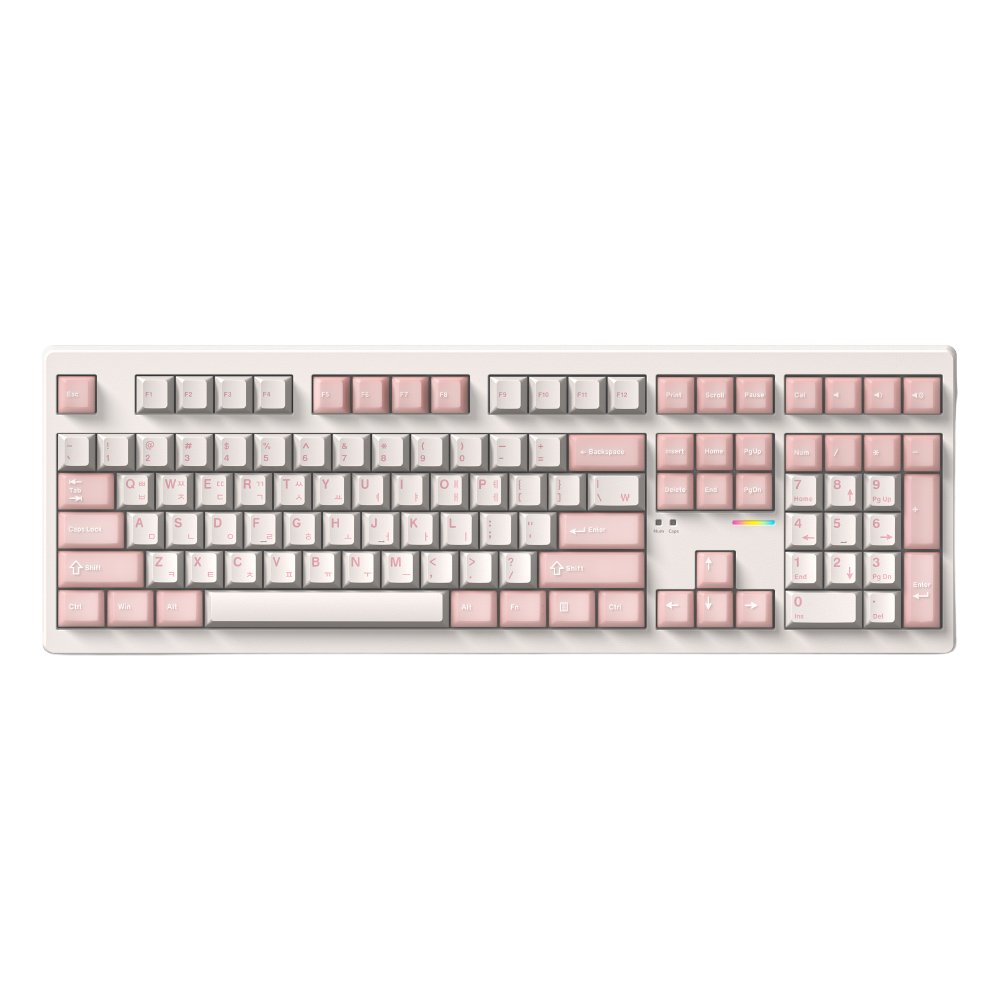 FLESPORTS NX108 유무선 블루투스 풀배열 기계식 키보드 크림 핑크, 저소음 스노우축 130,160원