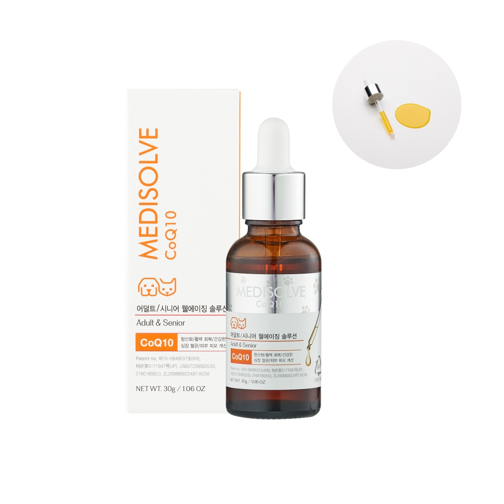 메디솔브 코큐텐 30g 강아지 고양이 영양제 액상 종합 면역 심장 기관지 기침, 30g, 1개 23,900원