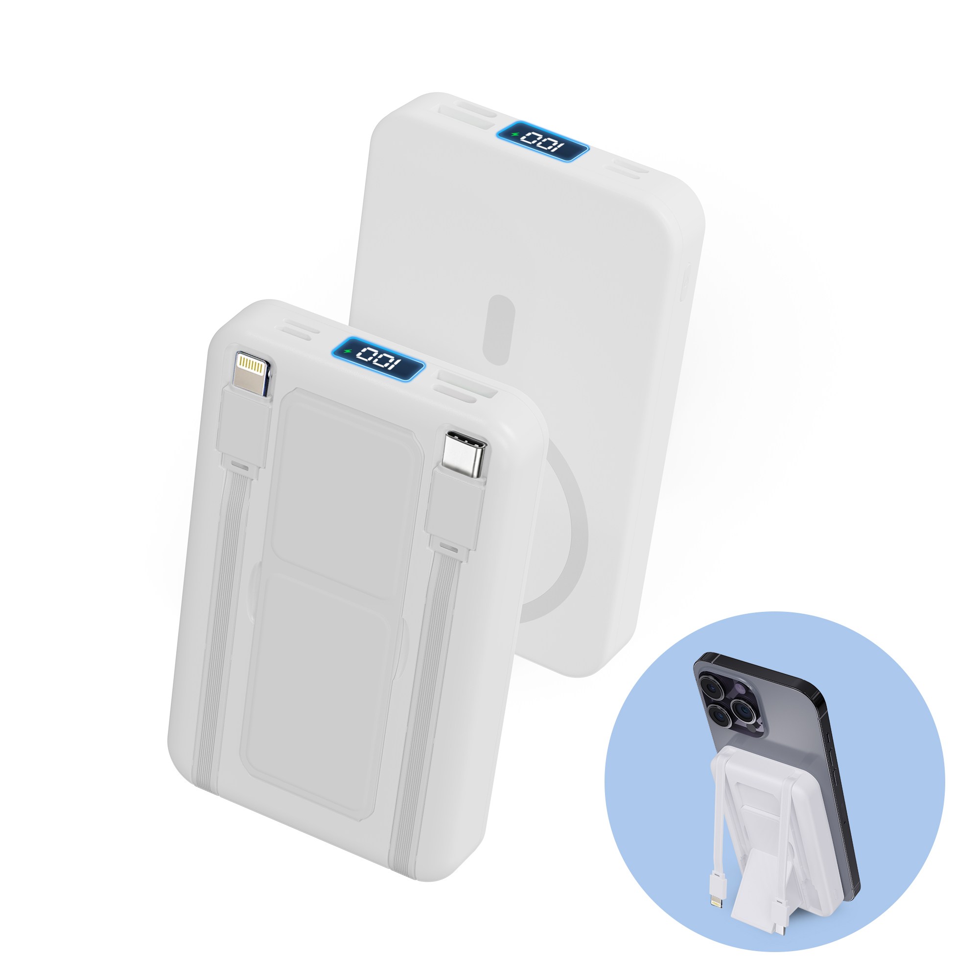 아우스힐 15W 무선충전 PD22.5W QC3.0 고속충전 일체형 맥세이프 호환 보조배터리 10000mAh 21,900원