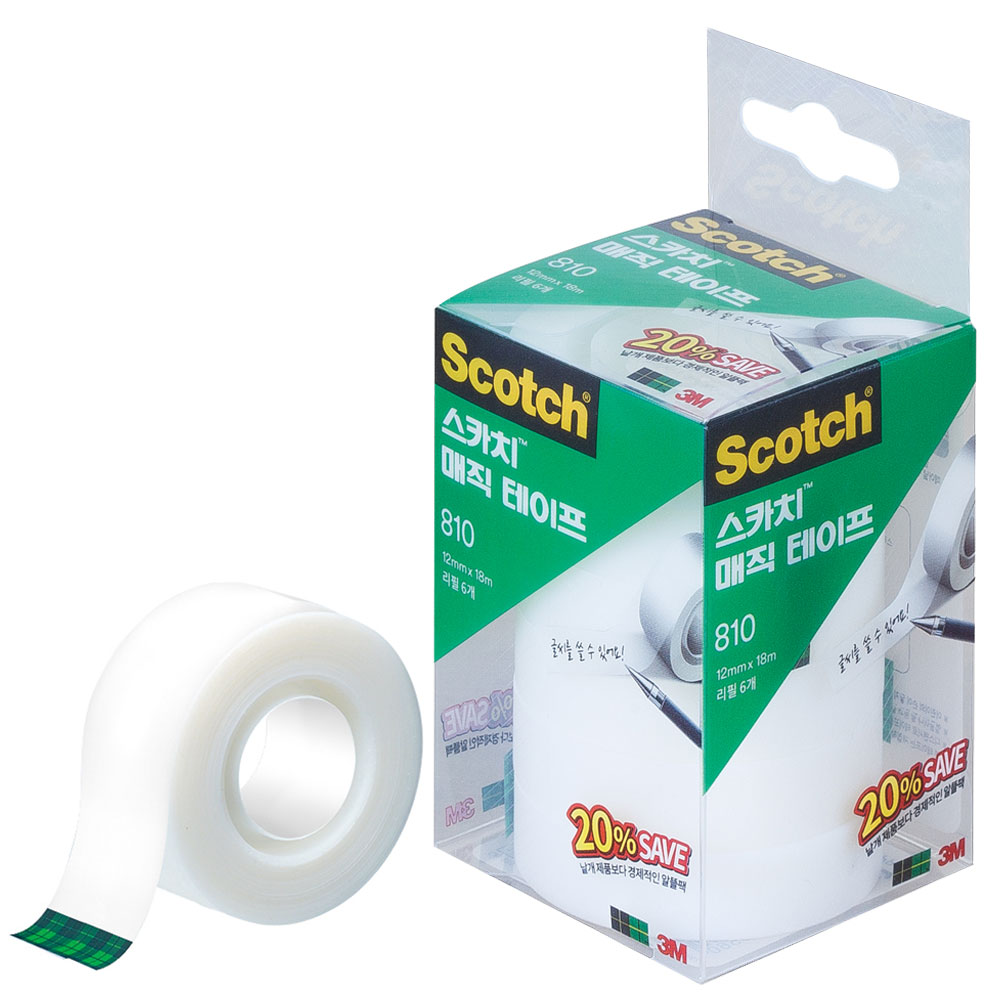 [동화오피스] 3M 스카치 매직테이프 리필 810R-6 세이빙팩 12mmx18Mx6개 8,400원