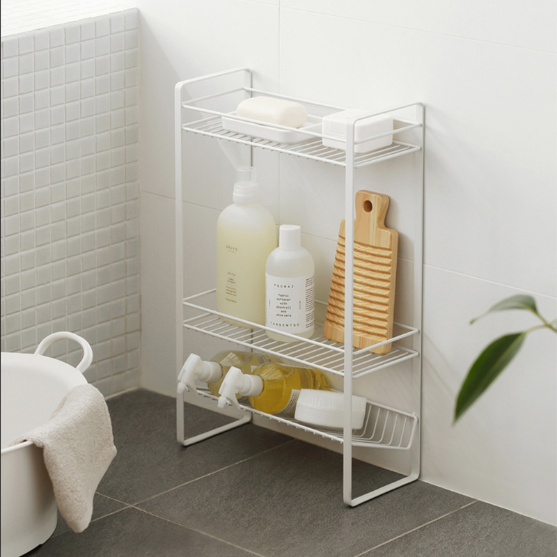 Izeriel 욕실 무타공 선반 화장실 수납 정리대 다용도 철제 3단 사각선반 주방 수납 선반리대 대용량 거치가능 정리 선반, 1개, 화이트 30,800원