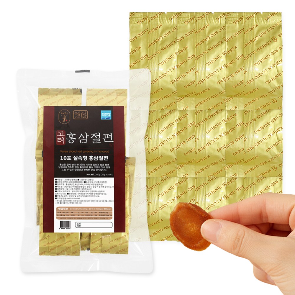 [국내산] 고려 홍삼절편 실속형 대용량 벌크형 건강 간식, 10개, 20g 24,000원