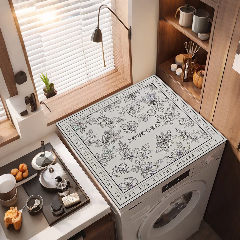 SEVOREN 드럼 세탁기커버 건조기 덮개 방수 매트 김치 냉장고 상단 방진 커버, 화이트 플라워 21,900원