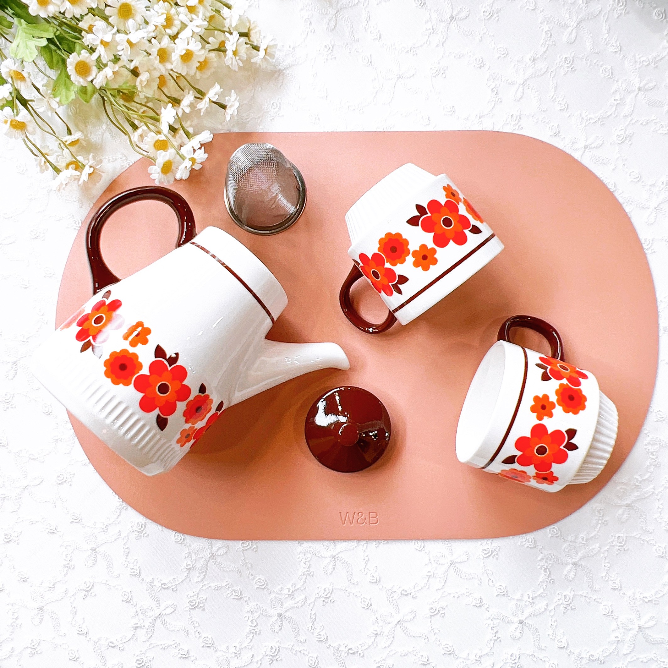 허니상점 데꼴 레트로 티포트 머그컵 찻잔 세트 선물용 선물 플라워 티팟 /2color, 그린, 1개 74,000원