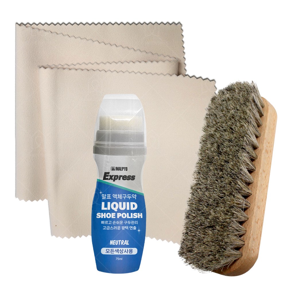말표 구두약 액체 무색 + 구두솔 + 구두닦이 천 세트 15,290원