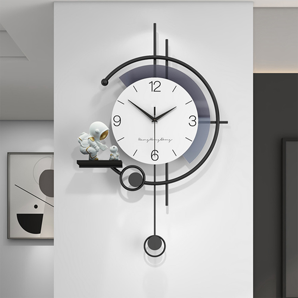 Luofu 무소음 고급  모던 심플 예쁜 인테리어 벽시계 3D 우주인 추시계 53,570원