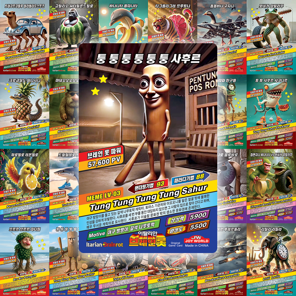 한글판 중복없음 36장세트 이탈리안 브레인롯 밈 포토카드 로모 LOMO 게임, 1개 9,800원