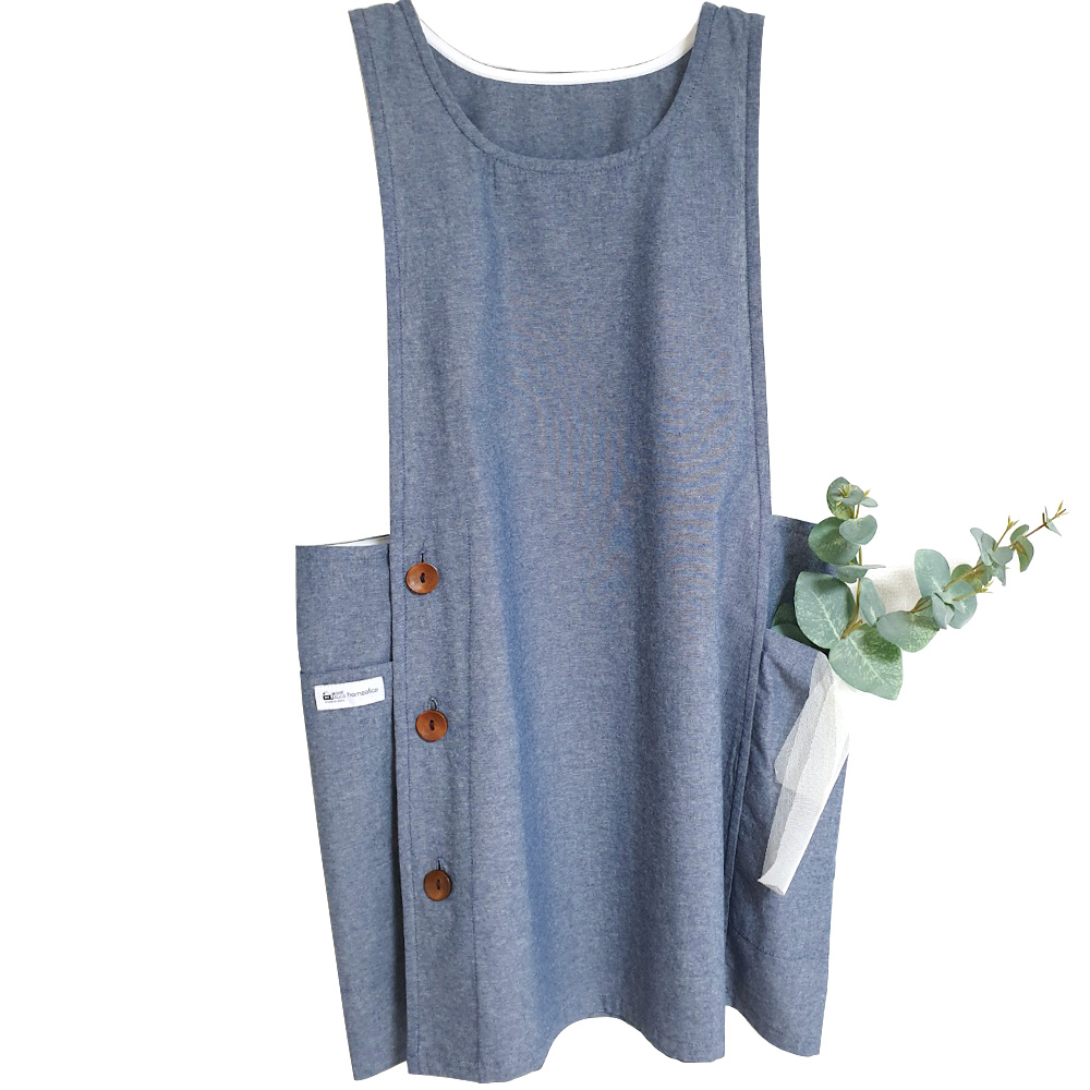 홈앨리스 심플리 모던 앞치마, 원피스앞치마, 옆버튼, 빅사이즈 앞치마, 청 16,900원