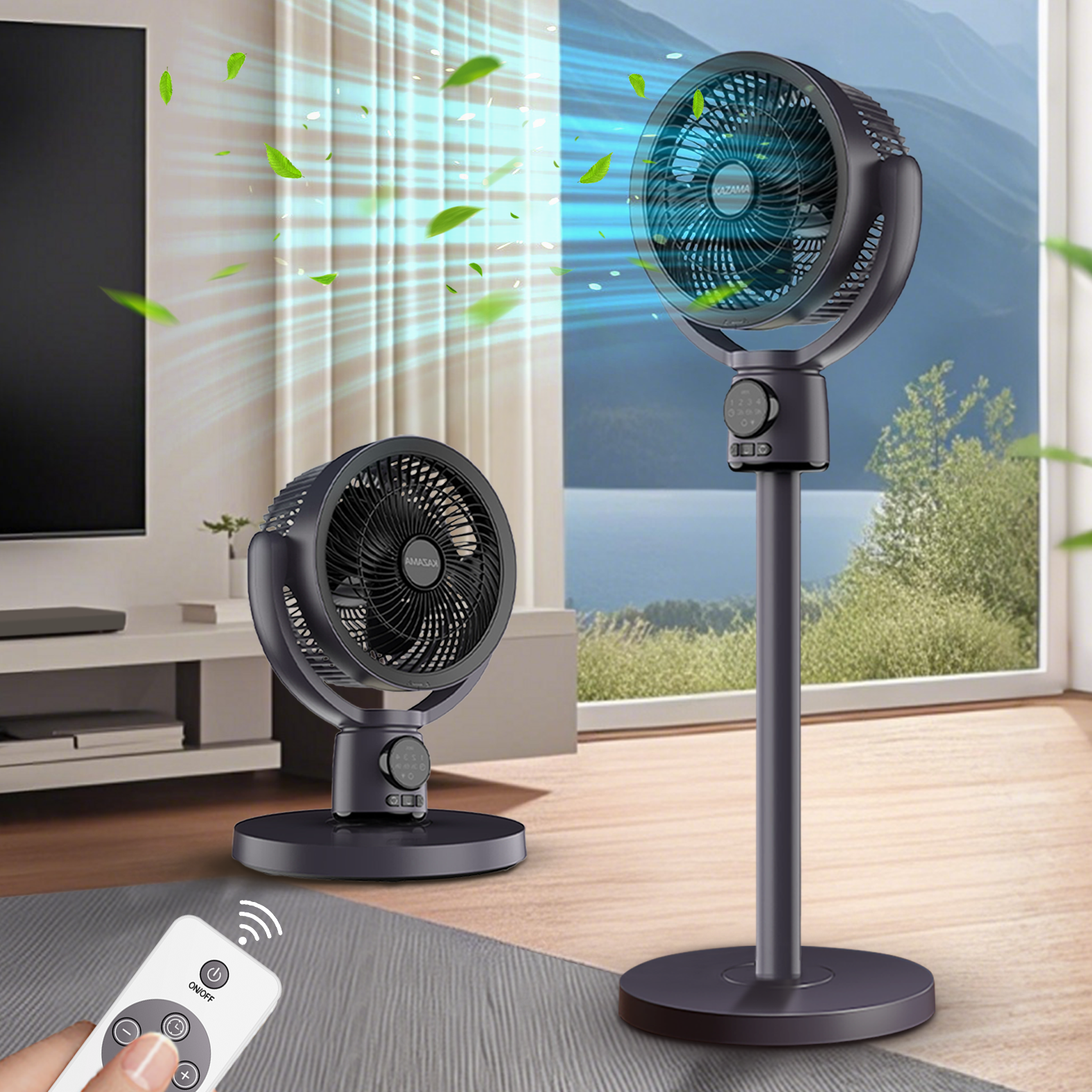 Kazama 스탠드형 서큘레이터 USB 무선 리모컨 충전식 bldc 저소음 무드등 타이머 기능 탁상용 가정용 사무실용 캠핑용 에어서큘레이터 XZYC001 109,000원