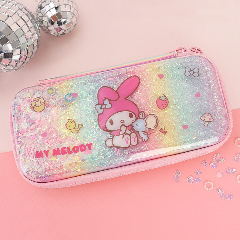 산리오 반짝이는 펄 블링 마이멜로디 레인보우 EVA 입체 파우치 필통 하드 케이스 19,120원