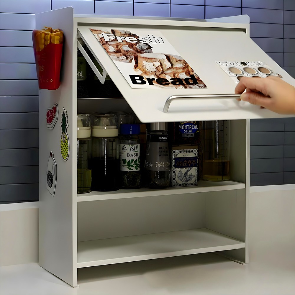 마치홈 플랩도어 철제 수납장 식탁정리함, 1개, 화이트 56,800원