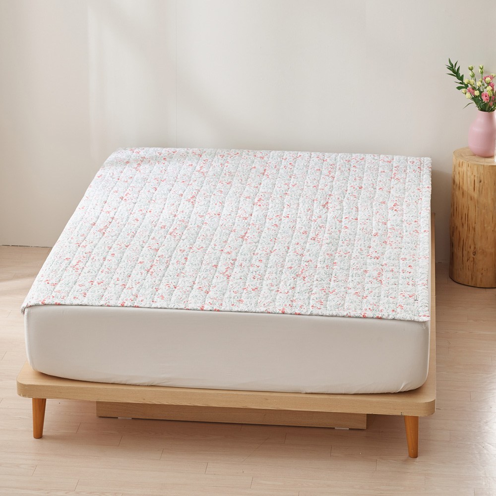 메종노아 가든블라썸 워싱플란넬 누빔 침대패드 SS Q K, 화이트플로랄 29,900원