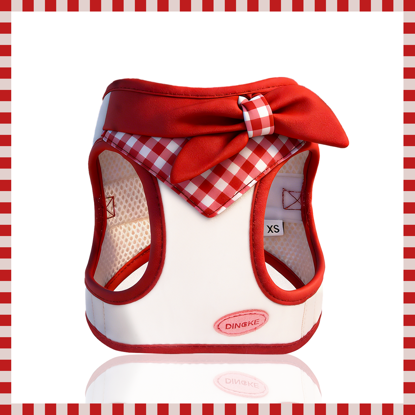 berrypet 리본 반다나 스타일 강아지 하네스 통기성 메쉬 소형견 고양이 탈출 방지 1.5-6.5kg, 크림색, 1개 22,000원