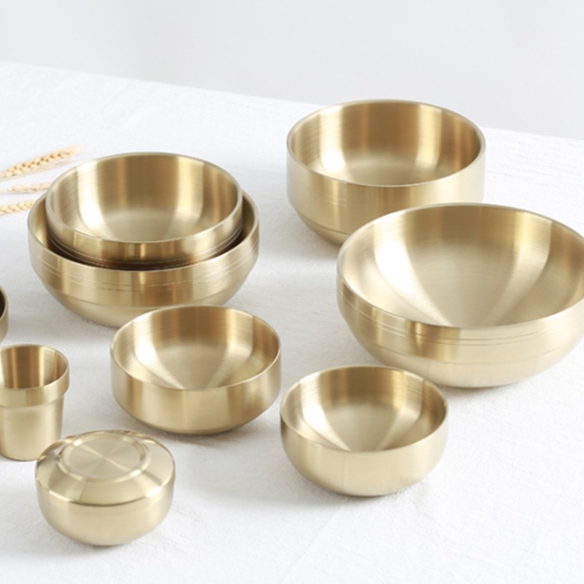 마더쿡 티타늄 이중단열 그릇 세트 보온보냉 진공 식기 골드, 2 티타늄  이중합식기 (1조) 9,100원