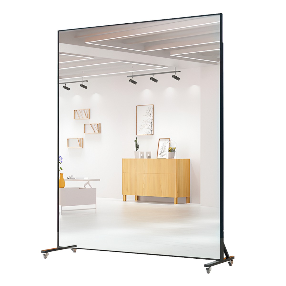 데일리유즈 이동식 대형 전신거울 스탠드거울 댄스 요가 홈트 바퀴달린 거울, 블랙 178,000원