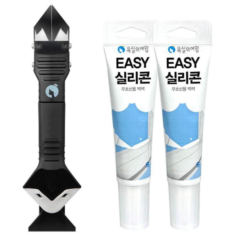 욕실의여왕 실리콘 스크래퍼 헤라 타일 줄눈 제거기/스크래퍼 1개+이지실리콘 2개, 1세트, 현재가 15,650원