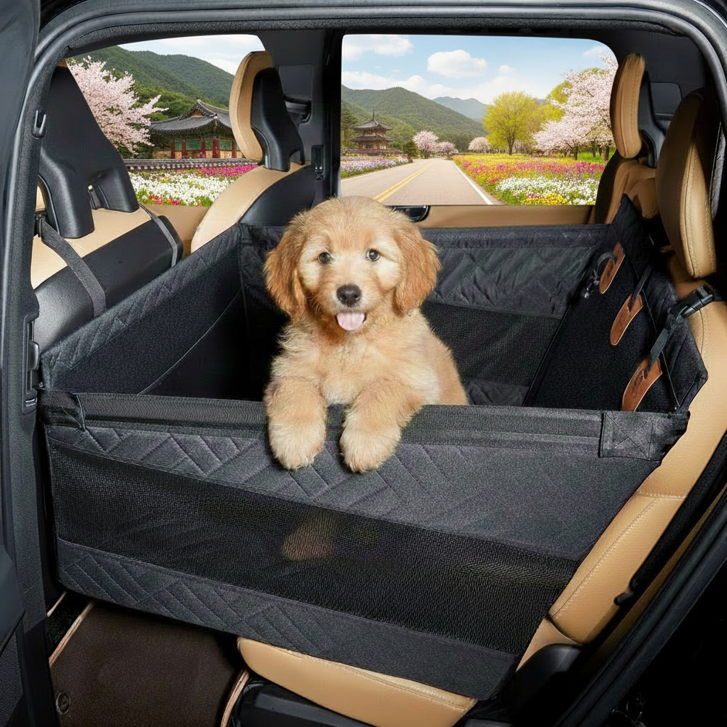 휘서댕 강아지 뒷자리 넓고 편안한 방수 카시트, 블랙, 1개 31,800원