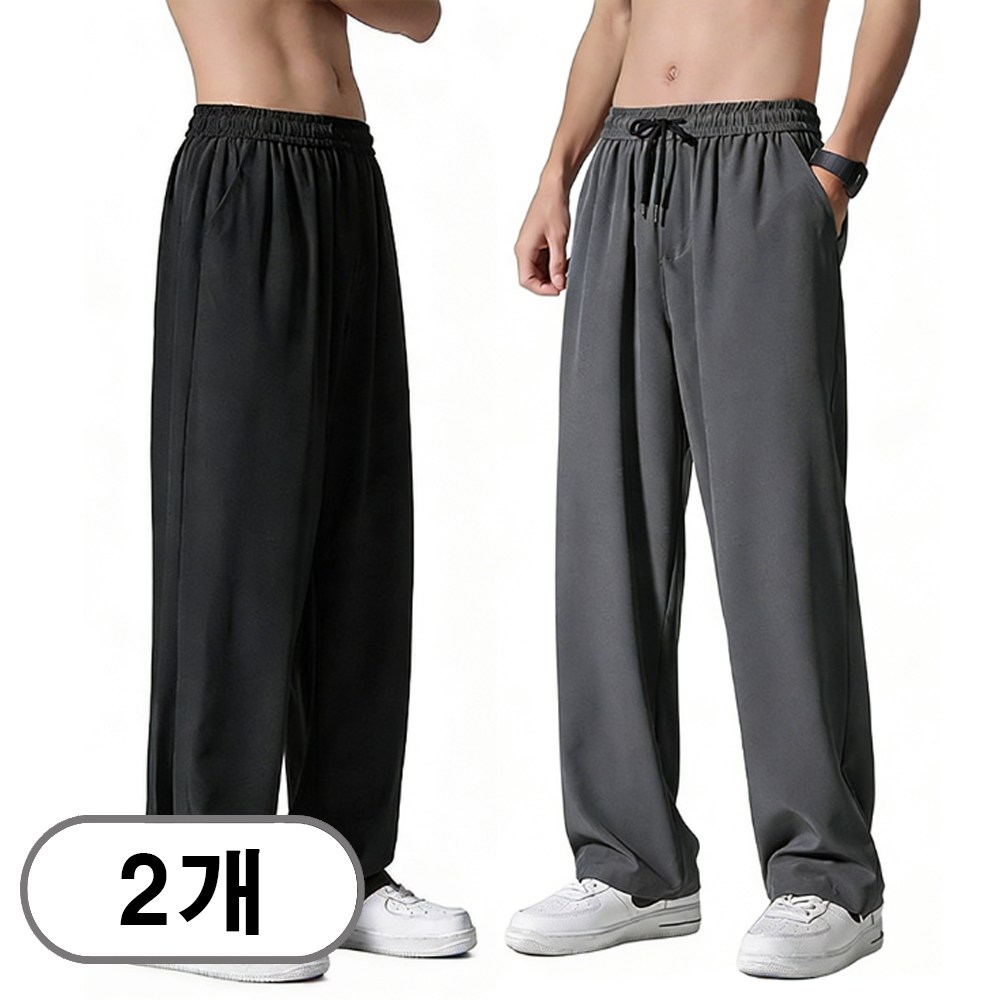 웨이차차 1+1 여름 남성 냉감바지 스판 시원한 아이스 일자 롱 팬츠 23,800원