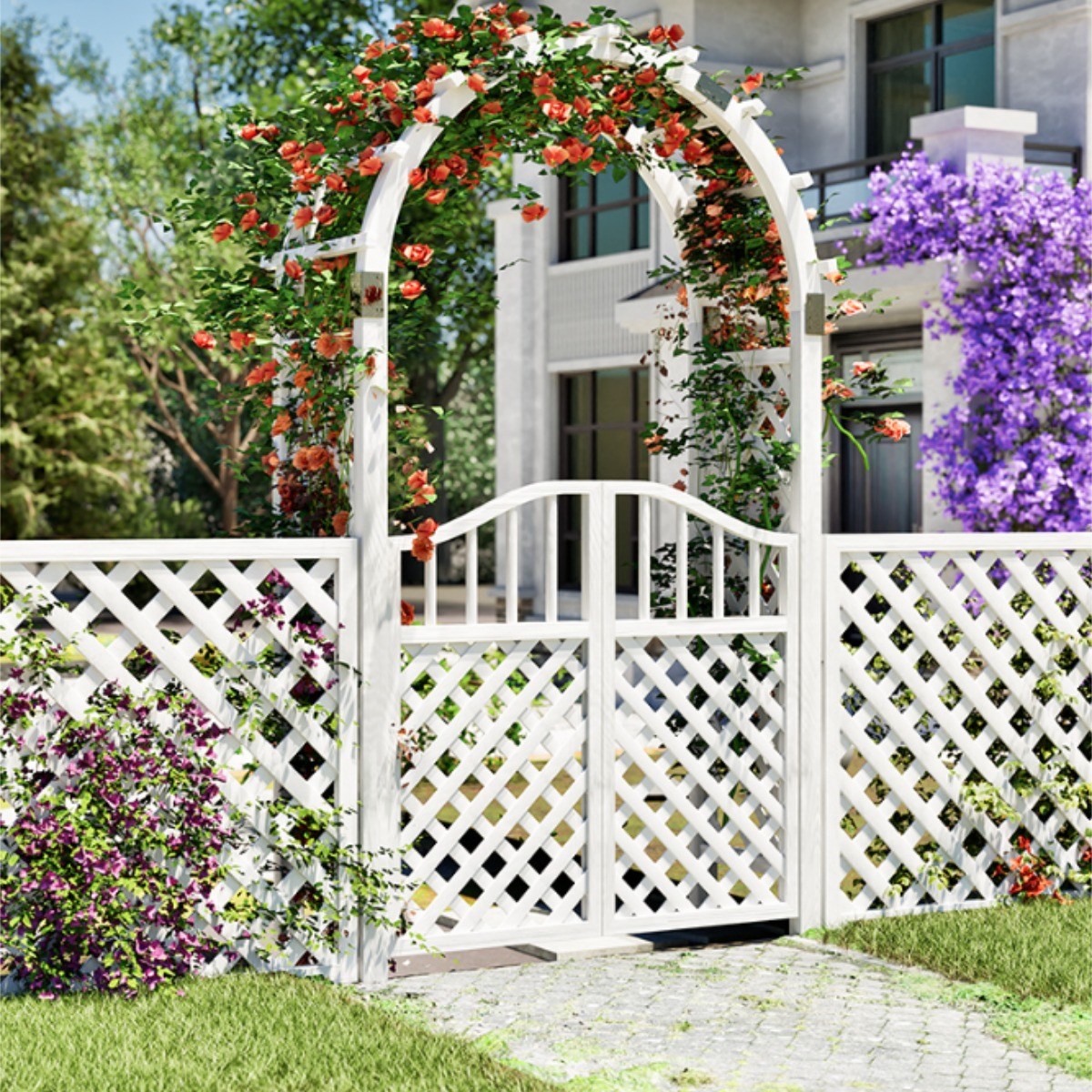 바인아치 원목 정원아치 전원주택 공원 게이트 우드 대문 넝쿨 장미 펜션 화이트 386,430원