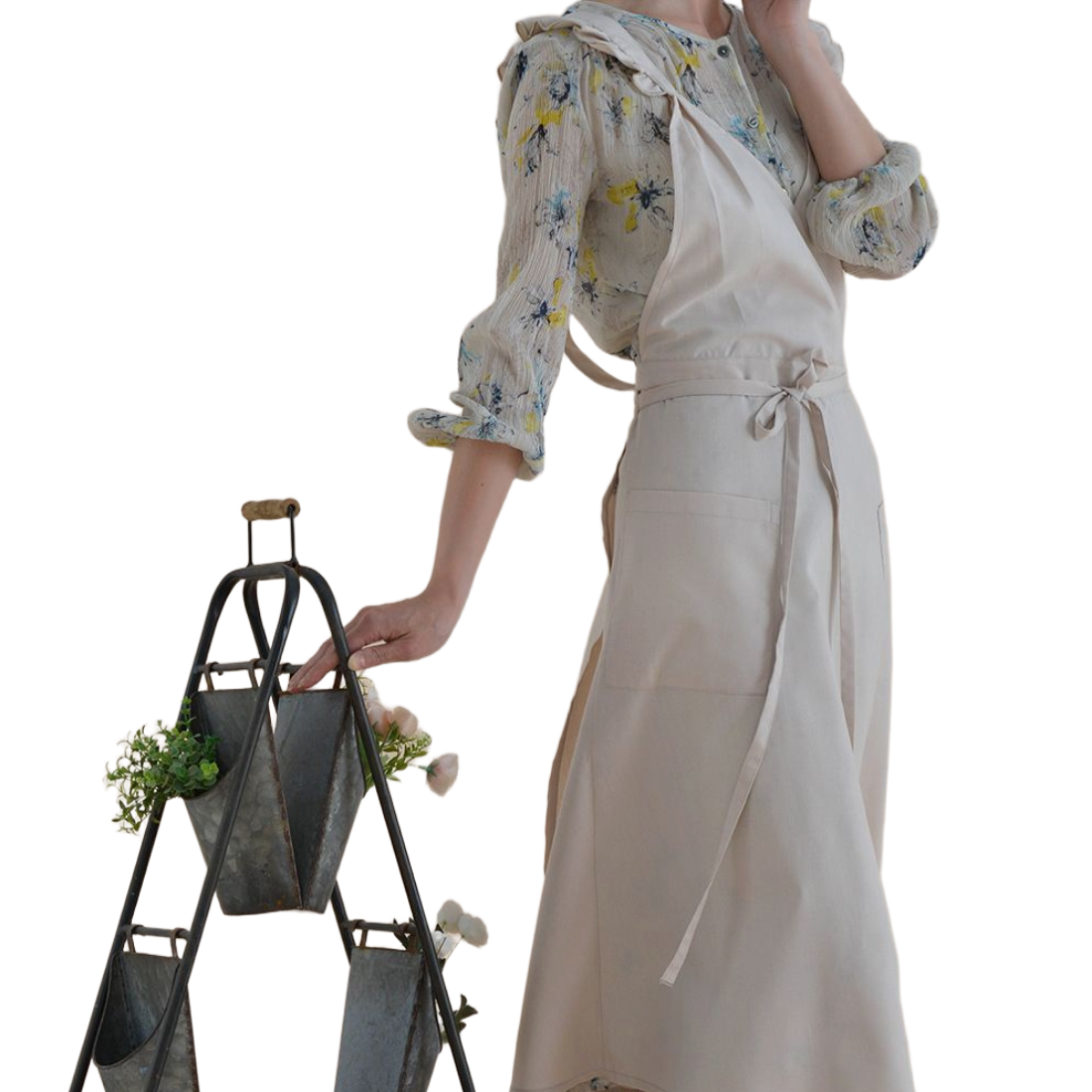 리바시안 단아한 카페 주방 공방 플로리스트 원피스 앞치마, 1개, 아이보리 29,860원